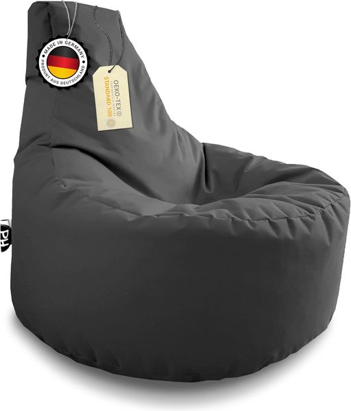 Patchhome Gamer Kissen Lounge Kissen Sitzsack Sessel Sitzkissen In & Outdoor geeignet fertig befüllt | Anthrazit - Ø 75cm x Höhe 80cm - in 2 Größen und 25 Farben
