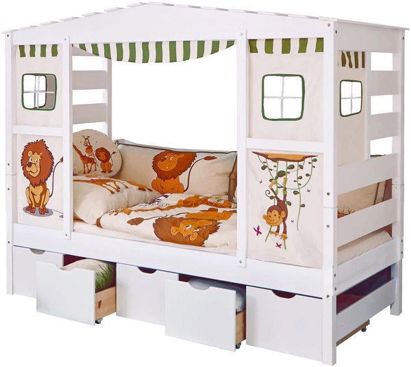 Hausbett "Lio" 90x200 Kiefer massiv weiß