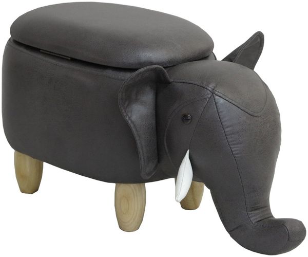 SVITA ANIMAL STORAGE Kinderhocker Hocker mit Stauraum gepolstert Elefant Grau