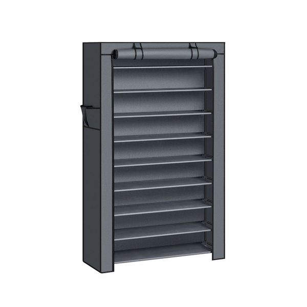 Songmics Schuhregal Schuhschrank, 10 Ebenen, für bis zu 40 Paar Schuhe, Schuhschrank Schuhablage, 85 x 28 x 162 cm, Grau RXJDE36G01