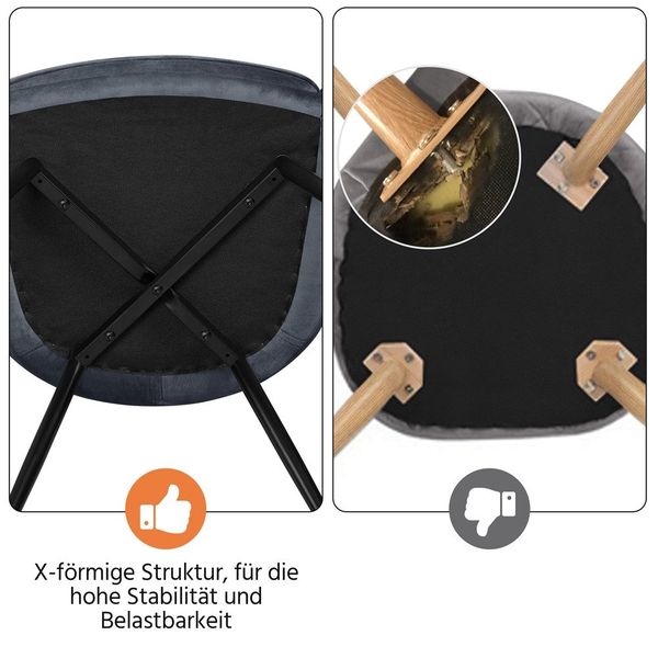 Yaheetech 2er Set Polsterstühle mit Armlehnen und Rautenmuster, Metallgestell, 61 x 55 x 85 cm, Dunkelgrau Bild 10