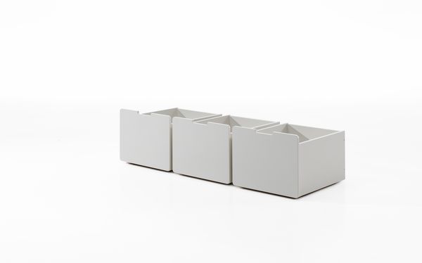 Schubladen-Set, best. aus 3 Schubkästen auf Rollen, MDF weiß lackiert Bild 2