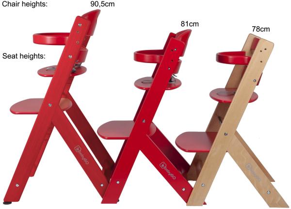 BabyGO 'Family' Treppenhochstuhl, natur, höhenverstellbar, Buche massiv, mit Sicherheitsbügel und Gurt Bild 11