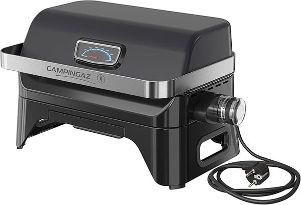 Campingaz elektrischer Tischgrill Attitude 2go Electric, Insta Clean Reinigungssystem, 1,90 m langes Kabel, Schwarz, 36 x 40 x 59 cm