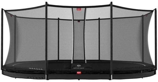 BERG Trampolin InGround oval 520x345 cm schwarz mit Sicherheitsnetz Comfort Grand Favorit