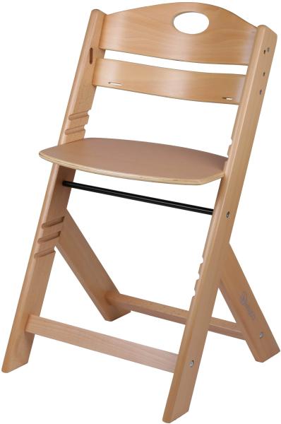 BabyGO 'Family' Treppenhochstuhl, natur, höhenverstellbar, Buche massiv, mit Sicherheitsbügel und Gurt Bild 3