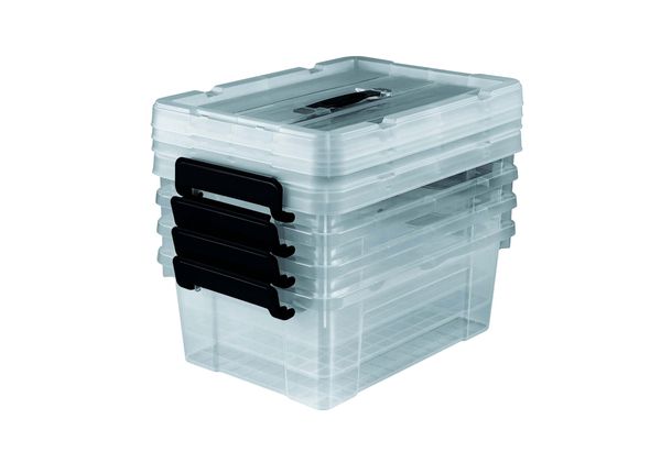 EASYmaxx Aufbewahrungsbox mit Deckel 4er-Set | Sicherer Verschluss dank Klick-Verschluss (8-tlg.) | Transparenter Organizer zum Verstauen | Idealer Haushalts- & Küchenhelfer - Vorratsdosen [BPA-frei]