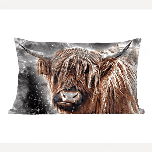 MuchoWow Dekokissen Schottischer Highlander - Farbe - Kuh, Dekoration, Zierkissen, Kissen mit Füllung, 50x30 cm