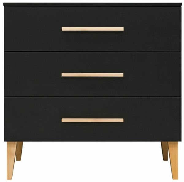 Bopita Lena Kommode - Schwarz / Natur Schwarz 1 - Material: MDF / Spaanplaat / Beuken - Babypark. de