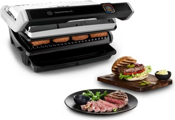 Tefal OptiGrill Elite XL GC760D12 Kontaktgrill, Edelstahl, 22,9 x 48,1 x 37,5 cm