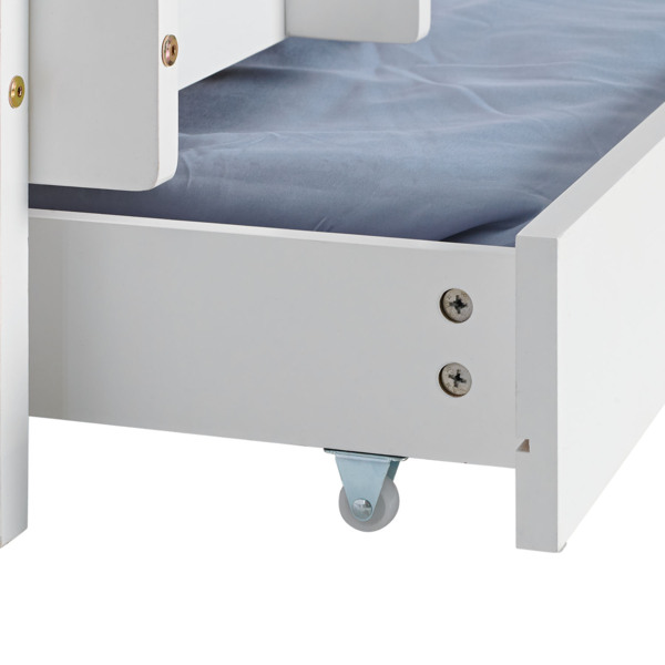 Homestyle4u Etagenbett mit 3 Liegeflächen und Bettkasten, Kiefernholz weiß, 90x200 cm Bild 9