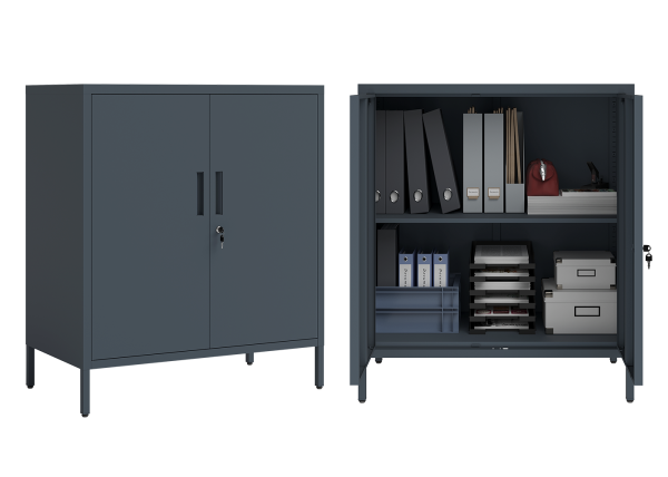 STEELSØN 'Regulus' Aktenschrank mit 1 Ablage, Metall, anthrazit, 100x40x90 cm, abschließbar, mit Füßen