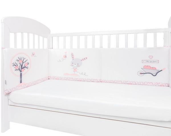 Kikkaboo Babybett Nestchen für Babybett 120 x 60 cm, Bettumrandung 180 x 35 cm pink