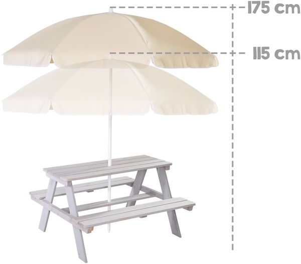 roba Kindersitzgruppe 'Outdoor+' - wetterfeste Sitzgarnitur 'Picknick for 4' - inkl. Sonnenschirm - Grau Bild 8