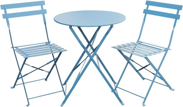 SVITA Balkonmöbel Bistroset Stuhl Tisch Garten Bistro Cafe Metall Klappmöbel Set Blau
