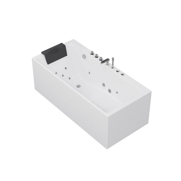HOME DELUXE Whirlpool Badewanne mit ergonomischer Form BAKAL - 180 x 80 x 60 cm, 9 Whirlpooldüsen, inkl. Armaturen und Zubehör