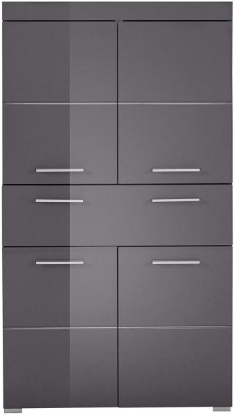 Trendteam 'Amanda' Midischrank, Holz, 132 x 31 x 73 cm, Grau Hochglanz