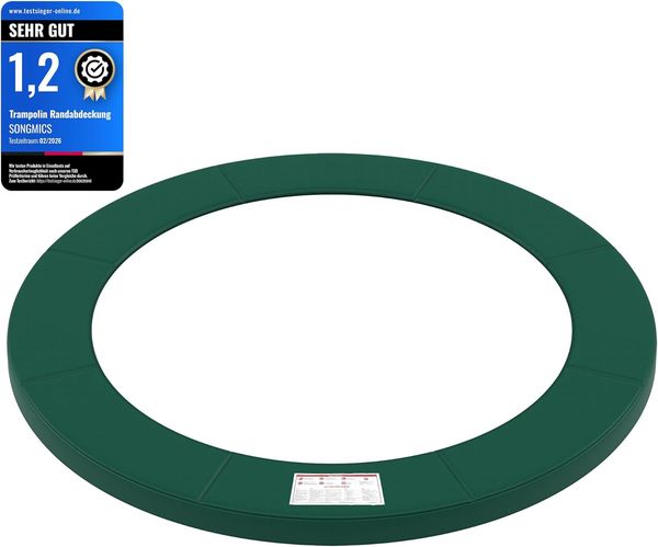 SONGMICS Trampolin Randabdeckung, 100% UV-beständig, Reißfest, PVC, Grün, 244,0 cm