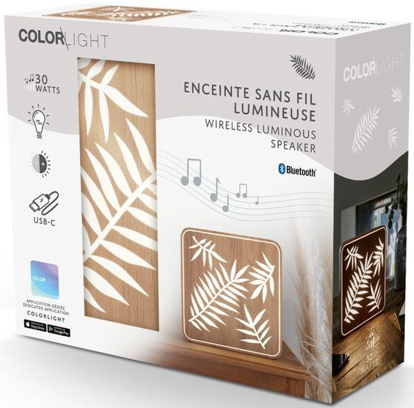 BigBen ColorLight Leaves Lautsprecher, Nachtlicht, Bluetooth, braun/wei