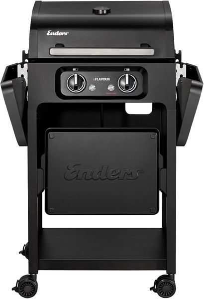Enders® Elektrogrill eFLAVOUR 2 Turbo, doppelwandige Garhaube, integriertes Thermometer, abklappbare Seitenablagen, 3kW Turbo Zone™, 2 Heizzonen je 1500 Watt, Switch Grid™, Simple CLEAN™, 57 x 108 x 108,5 cm