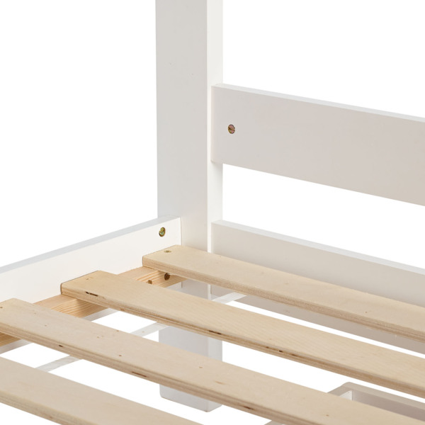 Homestyle4u Etagenbett mit 3 Liegeflächen und Bettkasten, Kiefernholz weiß, 90x200 cm Bild 10