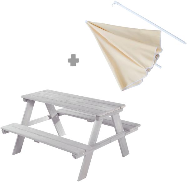 roba Kindersitzgruppe 'Outdoor+' - wetterfeste Sitzgarnitur 'Picknick for 4' - inkl. Sonnenschirm - Grau Bild 3