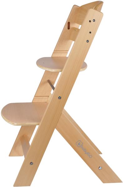 BabyGO 'Family' Treppenhochstuhl, natur, höhenverstellbar, Buche massiv, mit Sicherheitsbügel und Gurt Bild 7