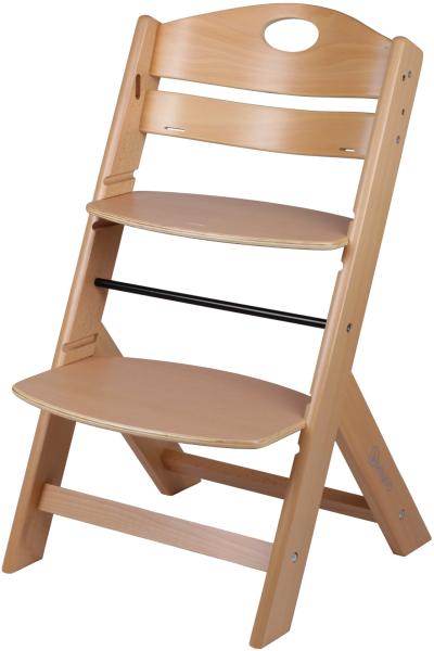 BabyGO 'Family' Treppenhochstuhl, natur, höhenverstellbar, Buche massiv, mit Sicherheitsbügel und Gurt Bild 2