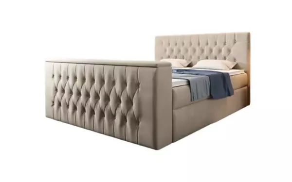 Boxspringbett Velano mit TV Lift und Stauraum, Beige H3, 180x200 cm