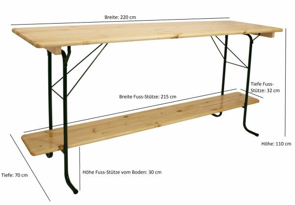 Stehtisch klappbar, Stahl/ Massivholz lackiert natur, 110 x 70 x 220 cm Bild 3