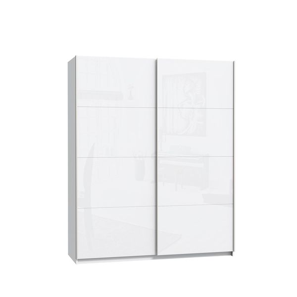 FORTE Starlet Plus Kleiderschrank, Holzwerkstoff, Weiß, 170,3 x 209,7 x 61,2 cm