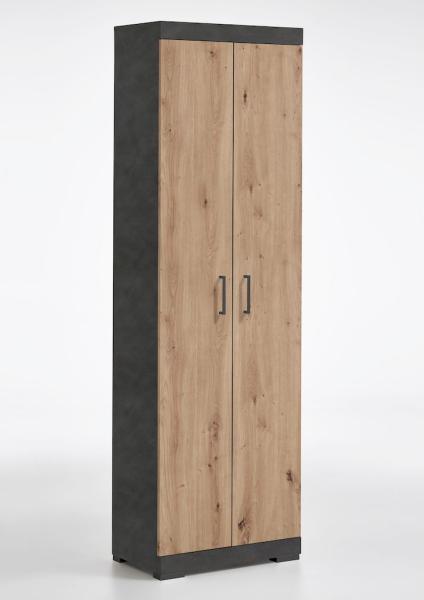 FMD Möbel - BRISTOL 500 - Garderobenschrank m. 2 Türen - melaminharzbeschichtete Spanplatte - Matera / Artisan Oak - 60 x 195 x 34,9cm