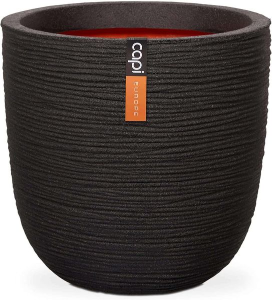 Capi Blumentopf Nature Rib Rund 43x41 cm Schwarz KBLR933 424234