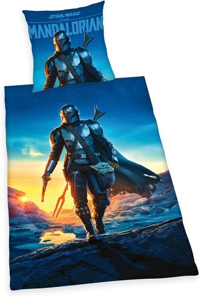 Star Wars Wende Bettwäsche Set The Mandalorian 2 tlg. 135 x 200 cm 80 x 80cm