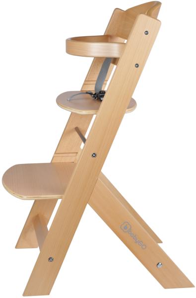 BabyGO 'Family' Treppenhochstuhl, natur, höhenverstellbar, Buche massiv, mit Sicherheitsbügel und Gurt Bild 6