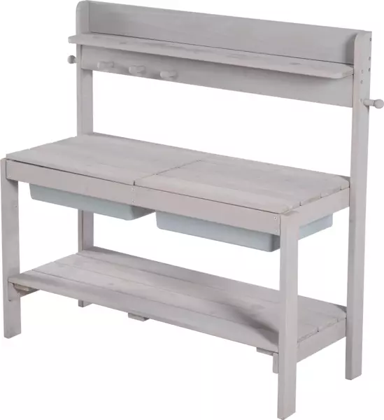 roba Matschküche 'Outdoor+' - abnehmbare Abdeckung - 2 Kunststoff-Wannen - wetterfest - Grau