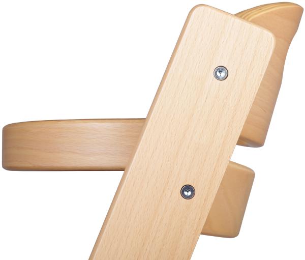 BabyGO 'Family' Treppenhochstuhl, natur, höhenverstellbar, Buche massiv, mit Sicherheitsbügel und Gurt Bild 9