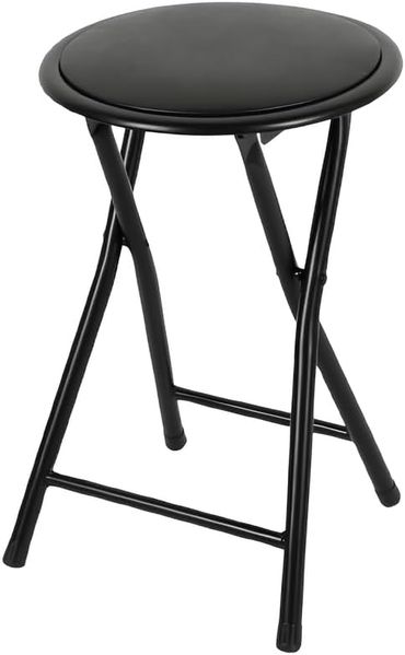Urban Living Hocker Klapphocker Hocker Klappstuhl Rundhocker Küchenhocker (klappbare Sitzgelegenheit im Sicherungssplint, Schwarz), belastbar bis 100 kg ⌀ 30 cm x H43 cm