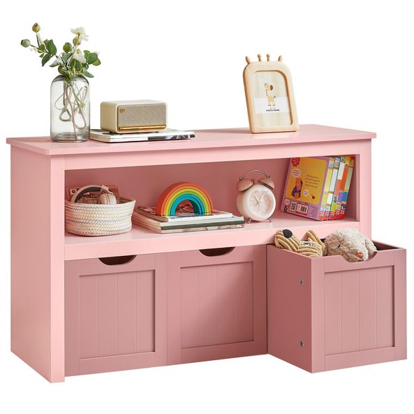 Songmics 'Vasagle' Kinderregal mit Rollen, Holzwerkstoff pastellrosa, 30 x 102 x 60 cm