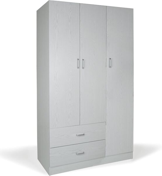 Dmora Kleiderschrank mit 3 Türen und Kleiderstange, Schlafzimmer Kleiderschrank, Moderner Schrank mit Regalen, Made in Italy, 90x42h180 cm, Farbe Eiche gebleicht