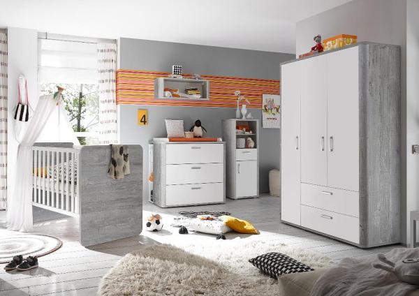 Storado 'Frieda Set 3' 5-tlg. Babyzimmer-Set vintage wood grey/weiß matt lack