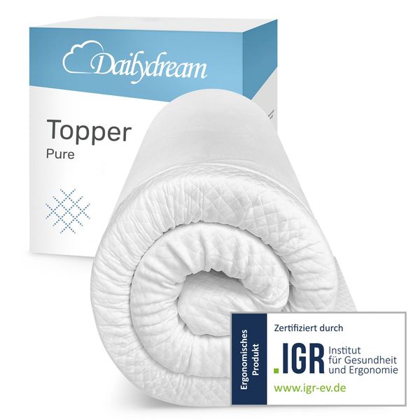 Dailydream, Topper Memory Foam, rutschfest, H1/2, (Pure Edition), wertet harte Matratzen auf und bietet einen erholsameren Schlaf