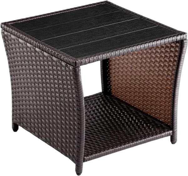 Casaria Beistelltisch (1-St), Polyrattan WPC Tischplatte 45x45x40cm Wetterfest Outdoor Garten