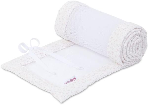 babybay Nestchen Mesh passend für Modell Maxi, Boxspring, Comfort und Comfort Plus, weiß Glitzersterne rosé