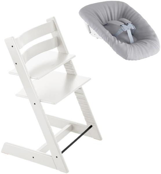 Stokke 'Tripp Trapp' Hochstuhl, weiß, höhenverstellbar, Buche, inkl. Newborn Set™