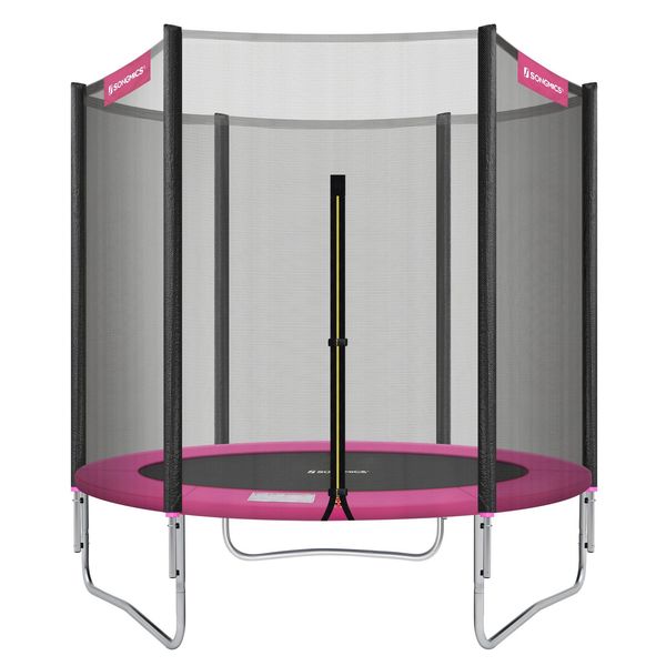 Songmics Trampolin mit Sicherheitsnetz und gepolsterten Stangen, Stahl / Polypropylen, Ø 183 cm, Schwarz / Pink
