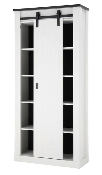 Aktenschrank Stove in weiß Pinie und anthrazit Landhaus 93 x 201 cm