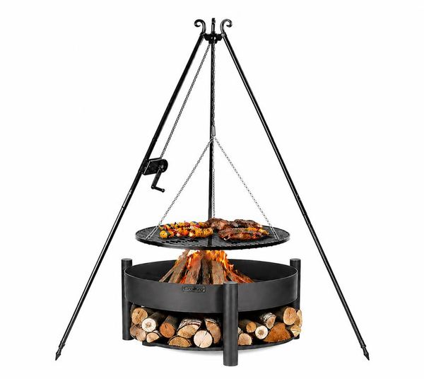 CookKing Schwenkgrill Montana 4, Komplett-Set mit Feuerschale, Dreibein und Grillrost, Ø 70 cm