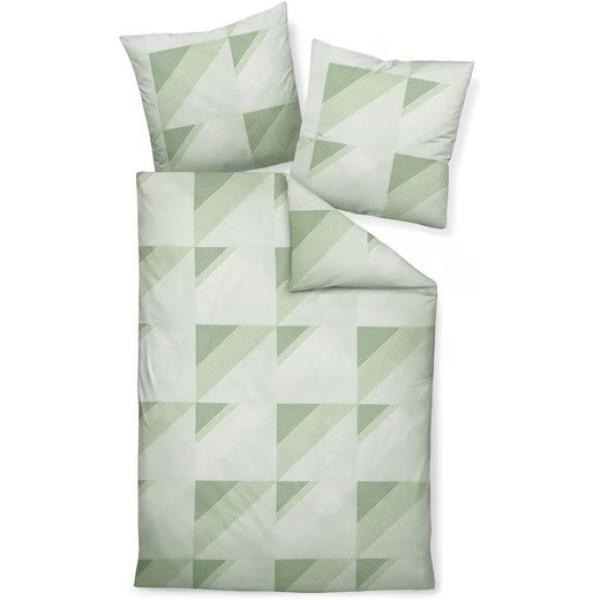 Janine J.D. Mako-Satin Bettwäsche 200x220 Rauten Dreieck lind grün weiß 87065-06