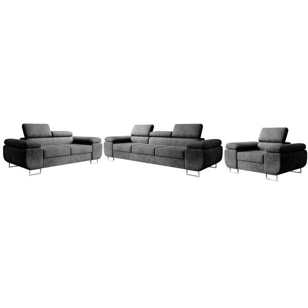 Sofa Set Malta 3-2-1 Samtstoff Grau